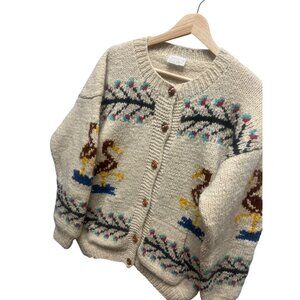 Vintage 60's Pelican Waterbird Hand Knit Wool Cowichan Sweater